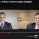 Screenshot of a paused YouTube video titled Keki Mistry: A Home is the Foundation of Dignity. Two men in suits appear on a split-screen video call, discussing how Keki Mistry is a force for good, with the progress bar at 5:47 of 17:55. | esgnews.com
