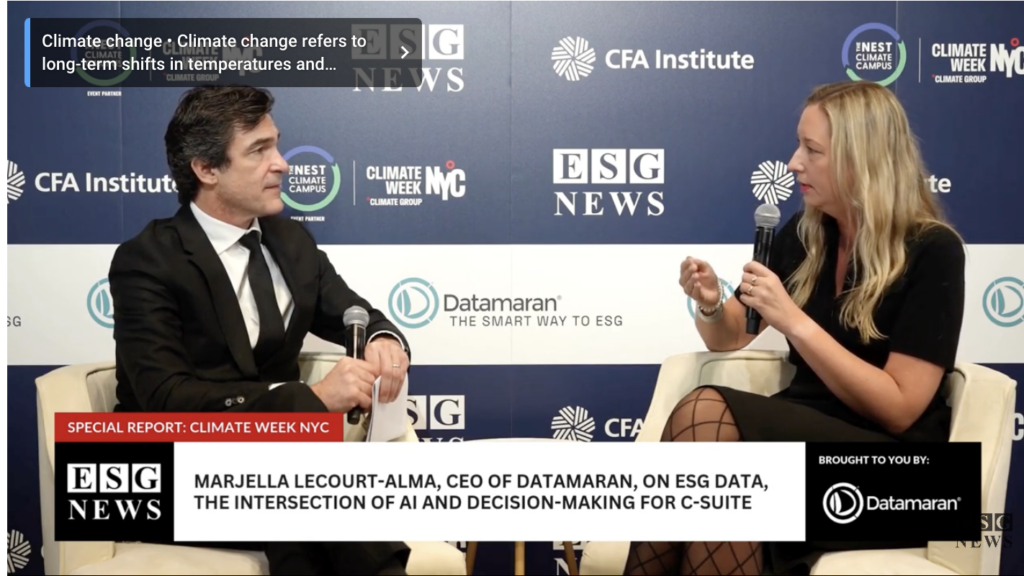 Marjella Lecourt-Alma, CEO of Datamaran, with Matt Bird, CEO ESG News