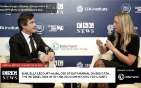 Marjella Lecourt-Alma, CEO von Datamaran, mit Matt Bird, CEO ESG News