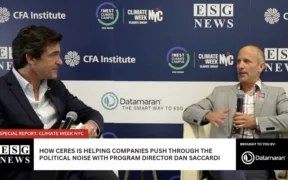 Dans cette vidéo, le directeur du programme Ceres, Dan Saccardi, a rejoint le PDG d'ESG News, Matt Bird, pour discuter des tendances récentes en matière d'ESG et de durabilité des entreprises.