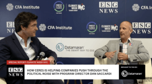 In this video, Ceres Program Director Dan Saccardi joined ESG News CEO Matt Bird to discuss recent trends in ESG and corporate sustainability