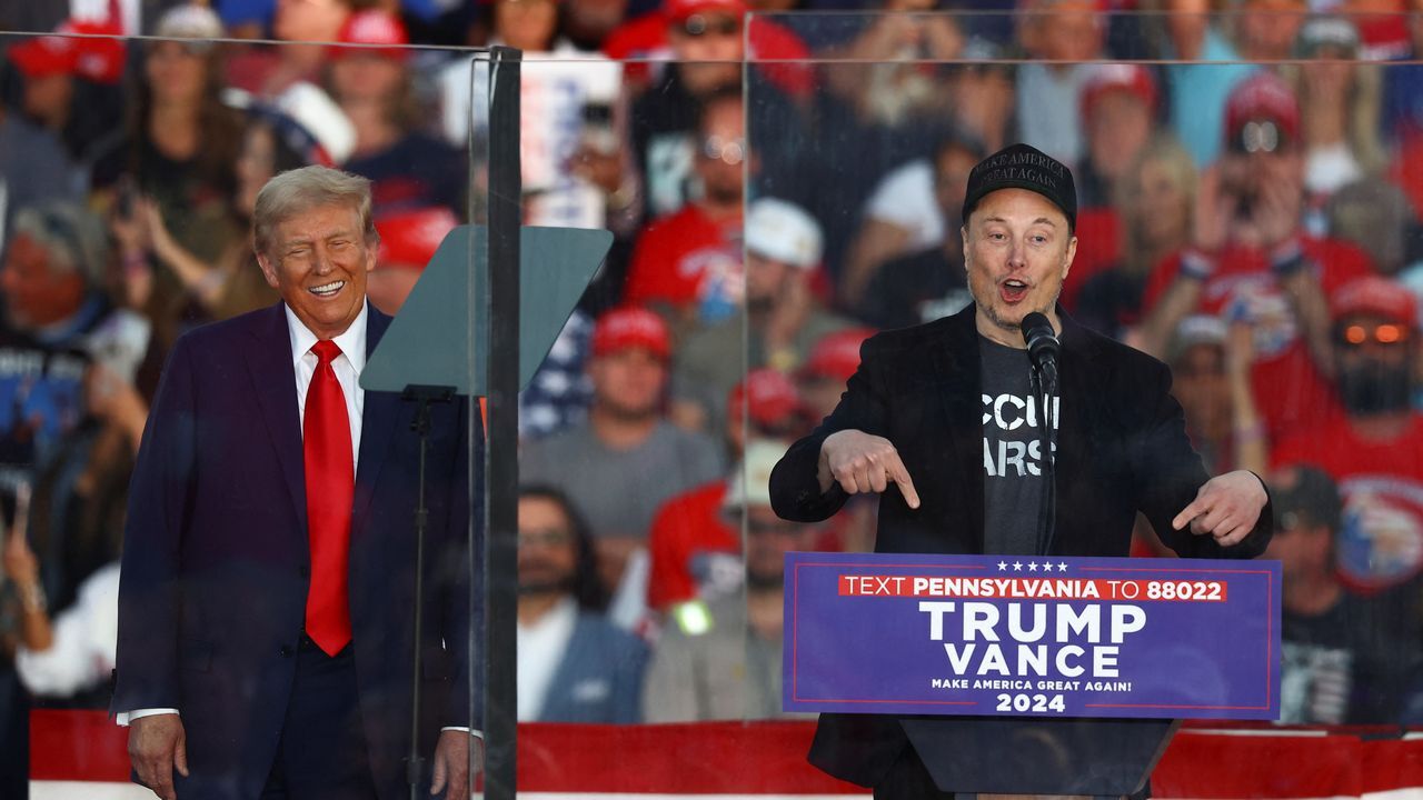 Donald Trump and Elon Musk at election rally