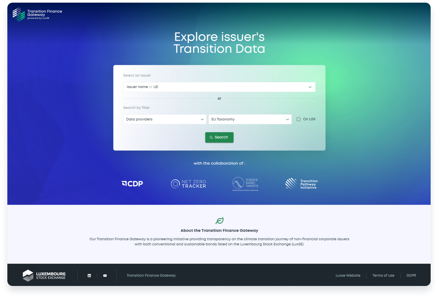 Luxembourg Stock Exchange Launches Transition Finance Gateway Using Net Zero Tracker Data