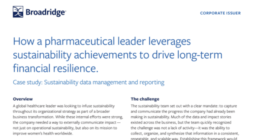 Image of Sustainability Reporting Case Study by Novisto and Broadridge