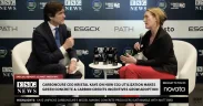 ESG News host Matt Bird with Carboncure CEO Kristal Kaye in studio at Climate Week NYC