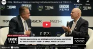 Jim Manczak sitting in the ESG News studio interviewing David Atkin CEO of PRI
