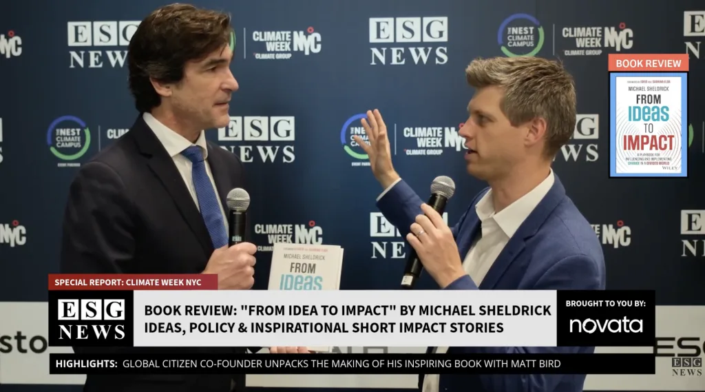 Matt Bird interviews Michael Sheldrick at ESG News live event studio during Climate Week NYC