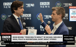Matt Bird interviews Michael Sheldrick at ESG News live event studio during Climate Week NYC