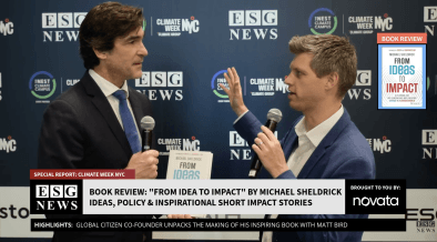 Matt Bird interviewt Michael Sheldrick im Live-Studio von ESG News während der Climate Week NYC.