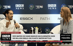 video screenshot of Shadi Bakour with Kristen Siemen at the ESG News Studio