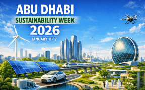 a phot of sustainable Abu Dhabi with futuristic vision of commerce and infrustructure