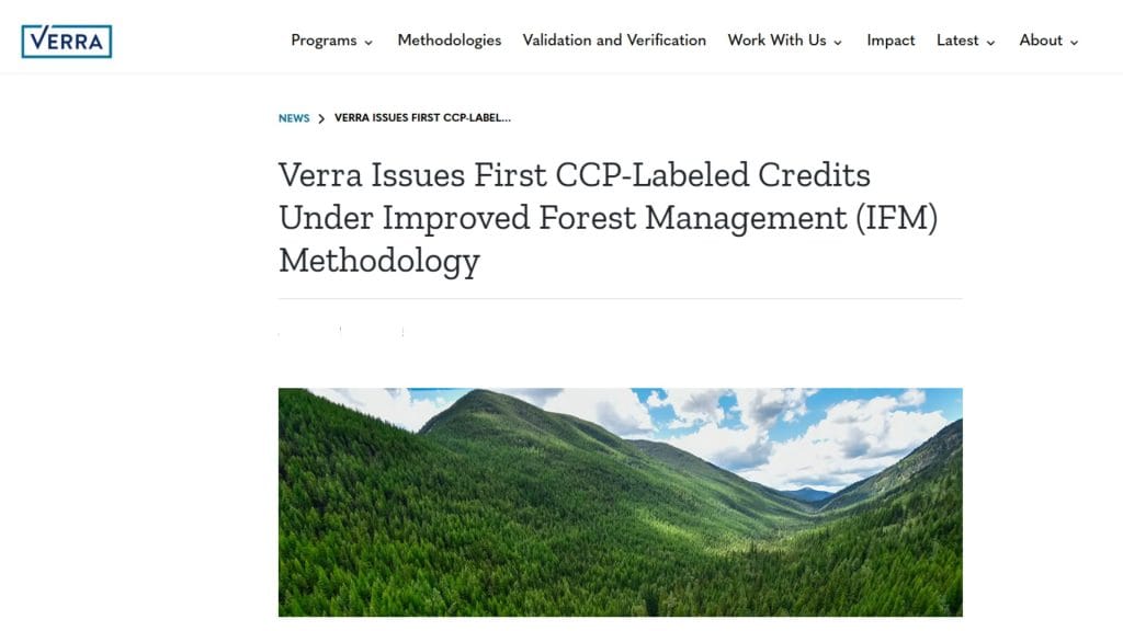 Verra Issues First CCP Labeled Forest Carbon Credits Under Updated IFM Methodology