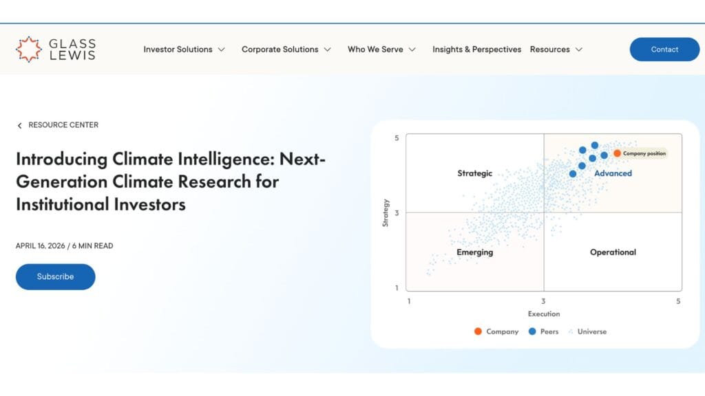 Glass Lewis Launches AI-Powered Climate Intelligence to Strengthen Investment Decisions