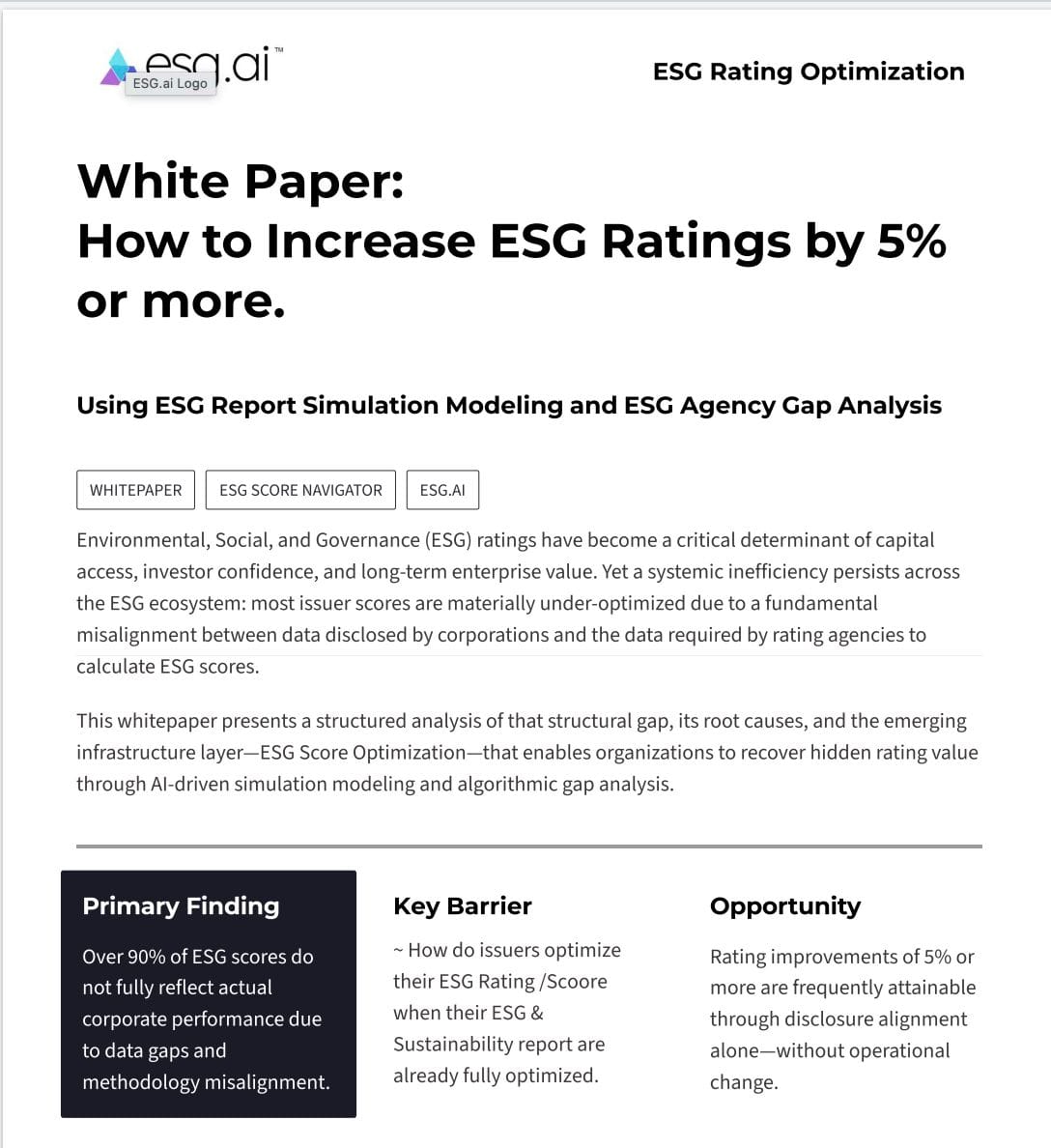 ESG.AI whitepaper on how to increase ESG scores by 5% or more.